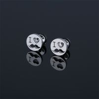 1 Piece Vintage Style Letter Heart Shape Plating Stainless Steel Ear Studs main image 3