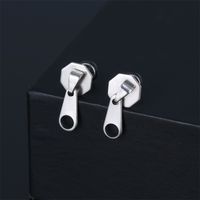 1 Piece Vintage Style Geometric Zipper Plating Stainless Steel Ear Studs main image 4