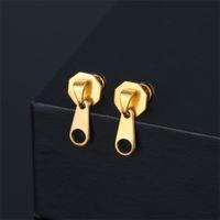 1 Piece Vintage Style Geometric Zipper Plating Stainless Steel Ear Studs main image 5