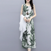 Casual Beach Women's Ethnic Style Classic Style Leaves Linen Polyester Skirt Sets Skirt Sets main image 6