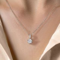 Casual Shiny Solid Color Sterling Silver Gra Plating Inlay Moissanite White Gold Plated Pendant Necklace main image 3