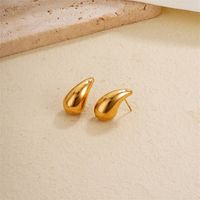 1 Piece Simple Style Classic Style Water Droplets Plating 304 Stainless Steel Copper Gold Plated Ear Studs main image 7