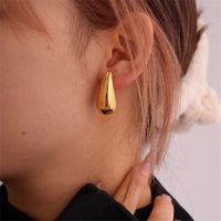 1 Piece Simple Style Classic Style Water Droplets Plating 304 Stainless Steel Copper Gold Plated Ear Studs main image 8