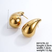 1 Piece Simple Style Classic Style Water Droplets Plating 304 Stainless Steel Copper Gold Plated Ear Studs main image 2