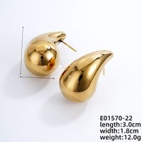 1 Piece Simple Style Classic Style Water Droplets Plating 304 Stainless Steel Copper Gold Plated Ear Studs sku image 1