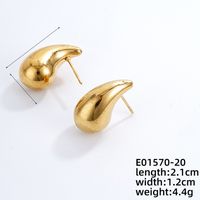 1 Piece Simple Style Classic Style Water Droplets Plating 304 Stainless Steel Copper Gold Plated Ear Studs sku image 2
