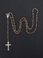 Casual Hip-hop Cross Artificial Crystal Beaded Crystal 18k Gold Plated Unisex Pendant Necklace main image 4