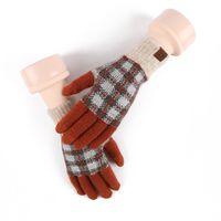 Frau Retro Plaid Wolle Handschuhe 1 Paar sku image 4