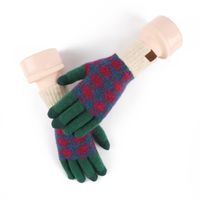 Frau Retro Plaid Wolle Handschuhe 1 Paar sku image 3