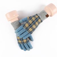 Frau Retro Plaid Wolle Handschuhe 1 Paar sku image 2