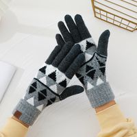 Frau Retro Plaid Wolle Handschuhe 1 Paar sku image 5