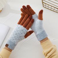 Frau Retro Plaid Wolle Handschuhe 1 Paar sku image 11