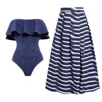 Women's Beach Modern Style Stripe 2 Pieces Set One Piece Swimwear main image 1
