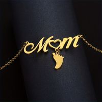 Mama Einfacher Stil Brief Fußabdruck Rostfreier Stahl Überzug 18 Karat Vergoldet Halskette Mit Anhänger main image 3