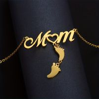 Mama Einfacher Stil Brief Fußabdruck Rostfreier Stahl Überzug 18 Karat Vergoldet Halskette Mit Anhänger main image 4
