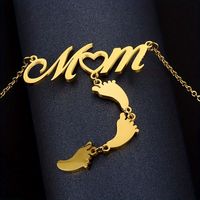 Mama Einfacher Stil Brief Fußabdruck Rostfreier Stahl Überzug 18 Karat Vergoldet Halskette Mit Anhänger main image 5
