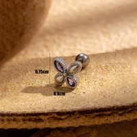 1 Piece Simple Style Four Leaf Clover Water Droplets Flower Inlay 316 Stainless Steel  Zircon Ear Studs main image 2