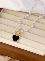 Ig Style Elegant Heart Shape Imitation Pearl Toggle Beaded Women's Pendant Necklace sku image 1