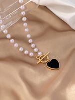 Ig Style Elegant Heart Shape Imitation Pearl Toggle Beaded Women's Pendant Necklace main image 6