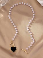 Ig Style Elegant Heart Shape Imitation Pearl Toggle Beaded Women's Pendant Necklace main image 5