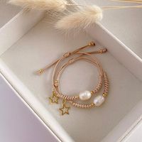 Ig Style Bohemian Star Freshwater Pearl Wax Rope Plating 18k Gold Plated Women's Bracelets main image 3