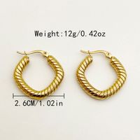 304 Stainless Steel 14K Gold Plated Elegant Vintage Style Plating Square Twist Earrings main image 2