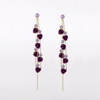 1 Pair Elegant Simple Style Flower Tassel Inlay Alloy Artificial Rhinestones Drop Earrings main image 1