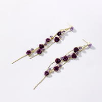 1 Pair Elegant Simple Style Flower Tassel Inlay Alloy Artificial Rhinestones Drop Earrings main image 6