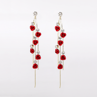 1 Pair Elegant Simple Style Flower Tassel Inlay Alloy Artificial Rhinestones Drop Earrings main image 4