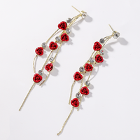 1 Pair Elegant Simple Style Flower Tassel Inlay Alloy Artificial Rhinestones Drop Earrings main image 3