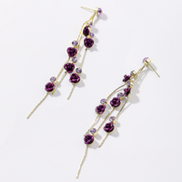 1 Pair Elegant Simple Style Flower Tassel Inlay Alloy Artificial Rhinestones Drop Earrings sku image 1