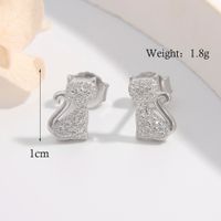 1 Pair Ig Style Elegant Cute Cat Plating Inlay Sterling Silver Zircon White Gold Plated Rhodium Plated Ear Studs main image 2