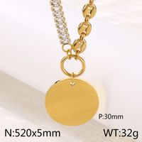 Titanium Steel 18K Gold Plated Hip-Hop Simple Style Plating Inlay Round Zircon Pendant Necklace sku image 2