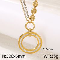 Titanium Steel 18K Gold Plated Hip-Hop Simple Style Plating Inlay Round Zircon Pendant Necklace sku image 4