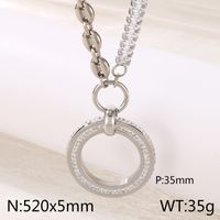 Titanium Steel 18K Gold Plated Hip-Hop Simple Style Plating Inlay Round Zircon Pendant Necklace sku image 3