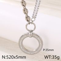 Acier Au Titane Plaqué Or 18K Hip Hop Style Simple Placage Incruster Rond Zircon Pendentif sku image 3