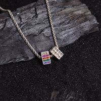 Simple Style Rectangle Copper Inlay Zircon Necklace main image 6
