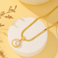 Titanium Steel 18K Gold Plated Simple Style Plating Inlay Heart Shape Rhinestones Pendant Necklace main image 4