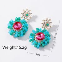 1 Pair Ig Style Luxurious Flower Beaded Inlay Copper Artificial Crystal Artificial Rhinestones Zircon Drop Earrings main image 2