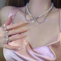 Elegante Forma De Corazón Perla De Imitación Aleación Con Cuentas Enchapado Embutido Diamantes De Imitación Perla Mujeres Collar Colgante sku image 40