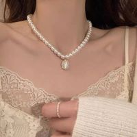 Elegant Heart Shape Imitation Pearl Alloy Beaded Plating Inlay Rhinestones Pearl Women's Pendant Necklace sku image 52