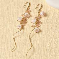 1 Pair Elegant Simple Style Flower Inlay Alloy Artificial Crystal Artificial Rhinestones Drop Earrings main image 3