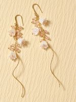 1 Pair Elegant Simple Style Flower Inlay Alloy Artificial Crystal Artificial Rhinestones Drop Earrings sku image 1
