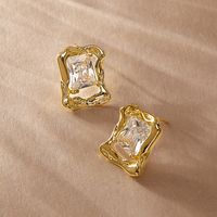 1 Pair Simple Style Korean Style Square Inlay Copper Zircon Ear Studs main image 1
