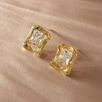 1 Pair Simple Style Korean Style Square Inlay Copper Zircon Ear Studs main image 6