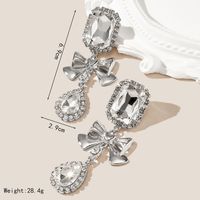 1 Par Elegante Estilo Simple Nudo De Lazo Embutido Aleación Diamantes De Imitación Artificiales Pendientes De Gota main image 3