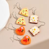 1 Set Cartoon Style Saturday Heart Shape Poached Egg Resin Drop Earrings main image 4