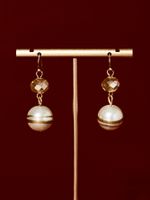 1 Pair Elegant Simple Style Round Inlay Alloy Artificial Crystal Artificial Pearls Drop Earrings main image 4