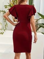 Women's Regular Dress Elegant V Neck Short Sleeve Solid Color Above Knee Daily main image 3