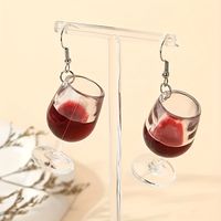 1 Pair Cute Wine Glass Resin Drop Earrings main image 7